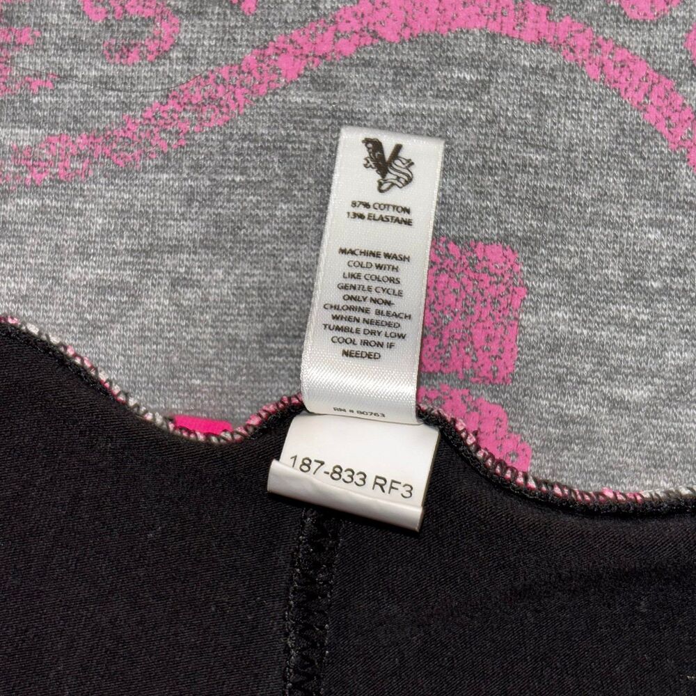 Victoria’s Secret Pink & Gray Zebra Tiger Stripe Foldover Flare Leggings Small - Picture 8 of 12